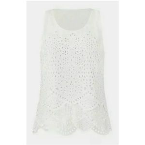 CAbi New NWT Frolic Top Size M #5723 White Eyelet Lace